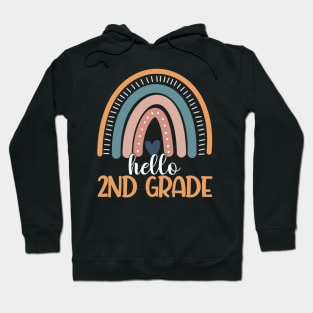 Rainbow Hello Second Grade Back To School 2nd Grade Teacher Hoodie